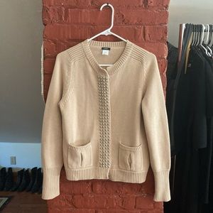 J.Crew Knit Studded cream sweater, Sz Medium